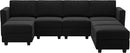 Belffin Modular Sectional Sofa U Shaped Sectional Couch with Reversible Chaises Velvet Modular Sofa with Storage Seat Black by CozyNest Decor