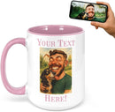 Personalized Coffee Mug, Custom Photo Caricature Gift, Funny Customized Coffee Gift for Men & Women, Custom Mugs with Pictures, Pink 15oz Customized Ceramic Tea Cup by TinyTreasures Baby Boutique