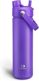 Insulated Water Bottle with Straw Stainless Steel Water Bottle, Leak-Proof, BPA-Free, Double Wall Vacuum Keeps Cold for 24 Hours for Sports, Travel, School (26 oz, Violet) by CozyNest Decor