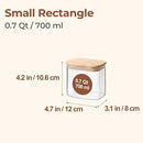 ComSaf 0.7 Qt Rectangle Glass Storage Containers with Lids, Glass Jars with Bamboo Lids, Clear Food Jar, Sugar Coffee Containers, Small Pantry Storage Container for Tea Candy Nuts Spices Oat by CozyNest Decor