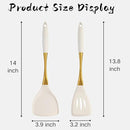 Heat-Resistant Silicone Kitchen Spatula Set – Non-Toxic Cooking Utensils with Solid & Slotted Designs –Food Grade Silicone and Stainless Steel Handles –Ideal for Nonstick Cookware, Gold by CozyNest Decor