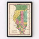 Vintage Map of Illinois 1824