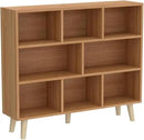 IOTXY Wooden Open Shelf Bookcase - 3-Tier Floor Standing Display Cabinet Rack with Legs, 8 Cubes Bookshelf, Pear Yellow by CozyNest Decor