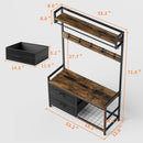 Hall Tree With 2 Movable Drawers, Shoe Storage, Shelves, Garment Racks, And 23 Hooks For Entryway - Rustic Brown by HouseOfZazla