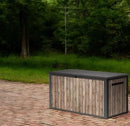 Outdoor Storage Box, Wood-Look Resin Deck Container, Indoor/Outdoor Storage, Ash Wood Brown (170 Gallon) by CozyNest Decor