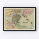 Vintage Map of Boston, Massachusetts 1838