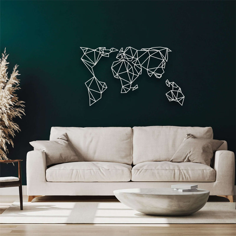 Geometric World Map Metal Wall Art