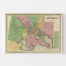 Vintage Map of Baltimore, Maryland 1838