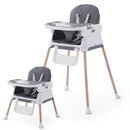 3 in 1 Baby High Chair,Adjustable Convertible Infant Baby Feeding Chair Booster for Eating with Detachable Double Tray,5 Point Harness,Deep Gray by TinyTreasures Baby Boutique