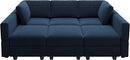 Belffin Modular Velvet Sectional Sofa with Chaise Lounge Sectional Sleeper Sofa with Storage Chaise Bed Couch for Living Room Blue by CozyNest Decor
