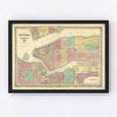 Vintage Map of New York City, New York 1856
