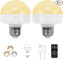 BLUEYE Rechargeable Battery Operated Light Bulb,2Packs,300LM,40W Equivalent,E26 Detachable Charging(E12 available),4 Color Temperature,Remote Control Puck Emergency Lamp,Timer,Dimmer,For Non-Hardwired by TinyTreasures Baby Boutique