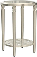 COSIEST Set of 2 Modern Round End Table, 2-Tier Glass Side Table with Glass Tabletop, Wood Accent Table with Storage Shelf for Living Room, Bedroom by CozyNest Decor