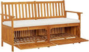 vidaXL Patio Storage Bench 58.3" - Solid Acacia Wood with Cream White Cushion - Versatile Wooden Bench for Indoor and Outdoor Use - with Ample Storage Space by CozyNest Decor