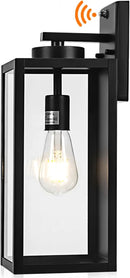 Dusk to Dawn Outdoor Wall Light Fixture, 16" Large Exterior Black Lantern Waterproof, Farmhouse Porch Sconce Lighting, Modern Wall-Mounted Outside Lights for House Garage, Patio Lamp by GreenHaven Gardens