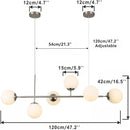 KCO Modern Silver Milk Glass Pendant Light 6 Light Pendant Light Fixture Chandelier Brushed Nickel Chandelier Modern Hanging Linear Light Fixture for Dining Room Kitchen Island by CozyNest Decor
