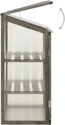 Solid Firwood Garden Portable Wooden Greenhouse with 2 Shelves and Open Bottom, Mini Greenhouse Cabinet 23.6"x17.7"x39.4"/Gray by GreenHaven Gardens