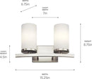 Kichler Crosby 15" 2 Light Vanity Light Satin Etched Cased Opal Brushed Nickel by CozyNest Decor