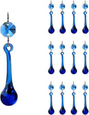 12pcs Raindrop Crystal Chandelier Prisms Parts, 53mm Hanging Crystals Beads for Chandeliers, Home Decoration (Mid Blue) by GreenHaven Gardens