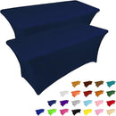 IVAPUPU 2 Pack 6FT Table Cloth for Rectangular Fitted Events Stretch Jean Blue Table Covers Washable Spandex Tablecloth Protector for Party, Wedding, Cocktail, Banquet, Festival by CozyNest Decor