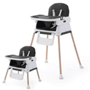 3 in 1 Baby High Chair,Adjustable Convertible Baby High Chairs for Babies and Toddlers,Black by TinyTreasures Baby Boutique