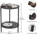 Side Table, Round End Table with 2-Layer Storage Rack, 15.7" Small Spaces Circle Table, Metal Frame Design Small Side Tables, for Living Room, Bedroom, Grey by CozyNest Decor