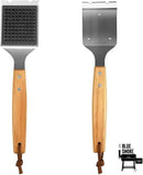 Blue Smoke Grill Brush and Scraper – Heavy Duty BBQ Cleaner with Stainless Steel Bristles, Solid Wooden Handle & Leather Strap – Barbecue Cleaning Tool for Gas, Charcoal, Smoker & Grill Grates by GreenHaven Gardens