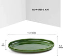 vicrays Ceramic Serving Platter Tray - Extra Large Oval 14.5 Inch Porcelain Dinner Plates Long Serving Dish Set - for Party Restaurant Food Meat Sushi Fish Turkey Platter - Green by CozyNest Decor