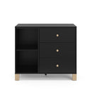 Storkcraft California 3 Drawer Combo Dresser (Black with Driftwood) – GREENGUARD Gold Certified, Interlocking Drawer System, Pre-Installed Drawer Tracks for Easier Assembly, Spacious Cabinet by TinyTreasures Baby Boutique