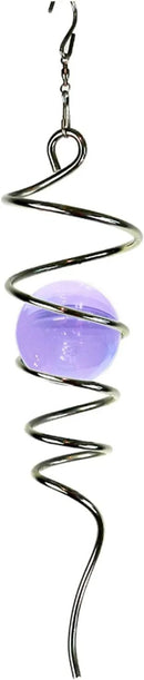 Fonmy Purple Gazing Ball Spiral Tail Wind Spinner Stabilizer with Swivel Hook 11inch Stainless Steel Tail and 2 inch Purple Glass Orb. Indoor Outdoor Garden Decoration Hanging Ornaments by GreenHaven Gardens