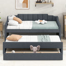 Upholstered Simple Design Daybed With Trundle And 3 Drawers