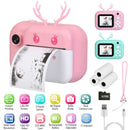 Kids Instant Print Camera 2.4in Digital Zero Ink Selfie Camera 1080P HD Video Recorder Toddler Camera with Dual Lens 3 Roll Print Papers Cute Stickers