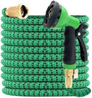 J&B XpandaHose 75ft Expandable Garden Hose with Holder - Heavy Duty Superior Strength 3750D - 4 -Layer Latex Core - Extra Strong Brass Connectors and 10 Spray Nozzle w/Storage Bag (Green 75) by GreenHaven Gardens