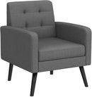 Yaheetech Mid-Century Accent Chairs, Modern Upholstered Living Room Chair, Cozy Armchair Button Tufted Back and Wood Legs for Bedroom/Office/Cafe, Set of 2, Gray by CozyNest Decor
