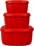 BLUE GINKGO Nesting Silicone Containers - Set of 3 Hard-Shell Silicone Food Storage Containers | BPA Free, Airtight, Dishwasher and Freezer Safe (6.7oz, 10oz, 20oz) - Red by TinyTreasures Baby Boutique