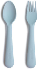 mushie Flatware Fork and Spoon Set For Kids | Made in Denmark (Powder Blue) by TinyTreasures Baby Boutique