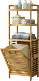 Laundry Hamper with 3 Tier Shelves & Tilt Out Basket, Laundry Baskets Organizer Hampers Bathroom Storage Shelf for Laundry Room, Bathroom, Guest Room (3-Tier Small) by CozyNest Decor