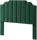 24KF Jade Velvet Tufted Queen Upholstered Headboard, Modern Vertical Channel Design California Queen/Full Headboard with Stepped Silhouette Top Edge,Jade by CozyNest Decor
