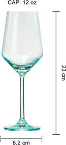 Colored Crystal Wine Glass Set of 6 - Large 12 oz (Summer)