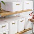 5 pack large plastic White storage bins with Lids, Toy Box Chest with Handle，Organizer Containers Baskets for Baby,Nursery，Shelves，Playroom, Bedroom，Office,Closet，home (White, 5L) by TinyTreasures Baby Boutique