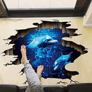 Quanhaigou 3D Wall Decals Stickers Wall Murals Wallpaper Decor for Home Floor Living Room (Blue Dolphin) by CozyNest Decor