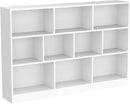 IOTXY Open Shelf Low Bookcase - Wooden 3-Tier Floor Standing Display Cabinet Organizer with Base, 10 Cubes Short Horizontal Bookshelf in Warm White by CozyNest Decor