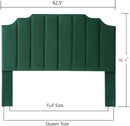 24KF Jade Velvet Tufted Queen Upholstered Headboard, Modern Vertical Channel Design California Queen/Full Headboard with Stepped Silhouette Top Edge,Jade by CozyNest Decor