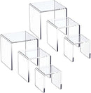 HIIMIEI Clear Acrylic Display Risers 2 Sets, 3-Tier Risers Stands Showcase for Amiibo Funko Pop Figures, Dessert, Jewelry-3"x4"x5" by CozyNest Decor