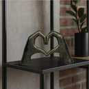 Top Brass Large Rustic Heart Hands Sculpture, 9 3/4” Resin Love Statue – Romantic Decor Accent for Shelf or Mantel – Perfect for Wedding, Valentine's Day or Anniversary (Rustic Cast Iron) by CozyNest Decor