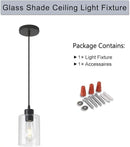 Modern Black Farmhouse Clear Glass Cylinder Pendant Light Fixture,Island Lights for Kitchen,Mini Pendant Lighting for Kitchen Island Decor - 4.75 Inch Shade, 2-58 Inch Cord(1 Pack) by CozyNest Decor