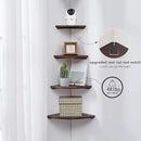 Corner Shelf, Solid Oak Wood Floating Corner Shelf Wall Mount Round End Floating Speaker with Wire Hole for Small Plant Photo for Bedroom Kitchen, Living Room by CozyNest Decor