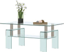 Glass Coffee Table for Living Room, Modern Rectangle All Tempered Glass Table 8mm Clear Transparent Top Home Furniture for Small Space Bearing 220LB by CozyNest Decor