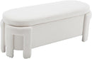 Modern Upholstered Storage Bench, Boucle Sherpa Fabric 50" Long Entryway Bench with Storage and Seating, Comfy Cute Ottoman Bench for Living Room/End of Bed/Hallway, White by CozyNest Decor