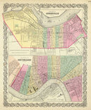 Vintage Map of Louisville, Kentucky 1856